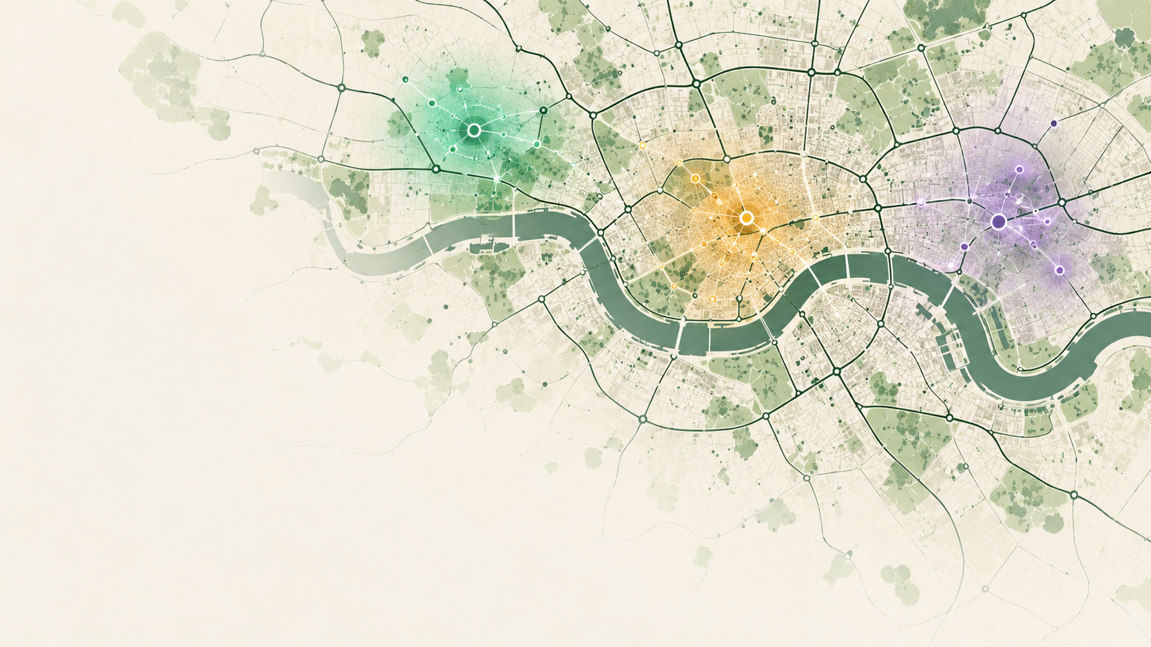Illustrative blue neighbourhood map showing three vacancy pressure zones